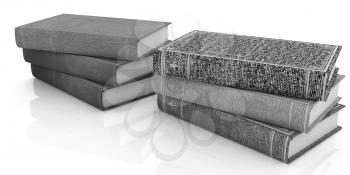 The stack of books on a white background