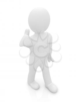 3d man with thumb up on a white background