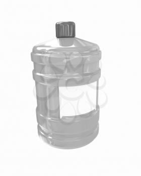 Bottle with clean blue water on a white background