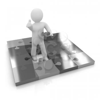 3d people - missing piece - jigsaw. 3d render. The concept of niche on a white background