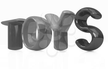 Toys 3d text on a white background