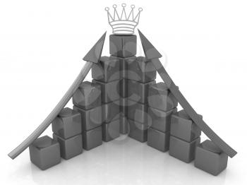 cubic diagramatic structure and crown on a white background