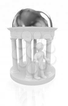 3d man and rotunda on a white background