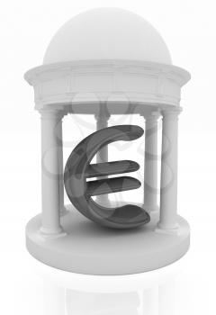 Euro sign in rotunda on a white background