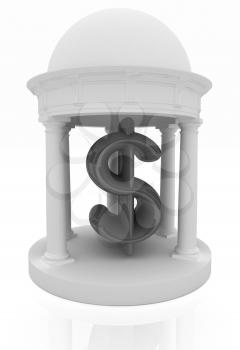 Dollar sign in rotunda on a white background
