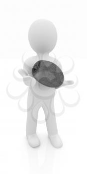 3d man with coconut on a white background