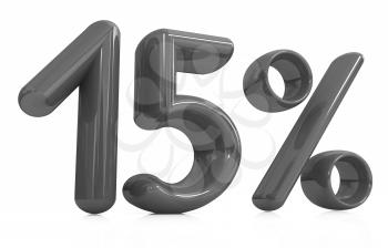 3d red 15 - fifteen percent on a white background