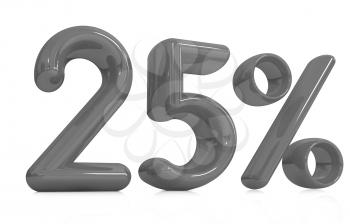 3d red 25 - twenty five percent on a white background