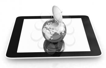 The concept of mobile high-speed Internet and planet earth on a white background