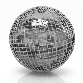 Sphere from  dollar on a white background