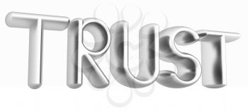 3d metal text trust on a white background