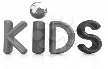 3d colorful text Kids on a white background
