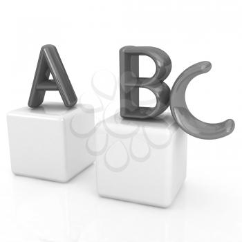 alphabet and blocks on a white background