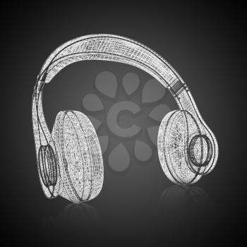 3d model headphones on gradient background