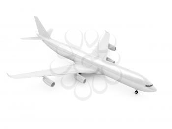 White airplane on a white background