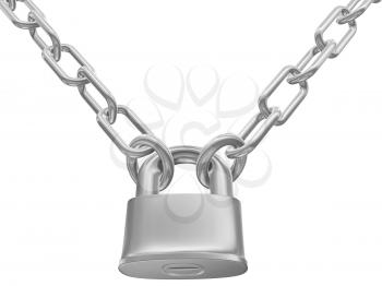 chains and padlock isolation on white background - 3d illustration