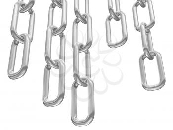 Metal chains on a white background