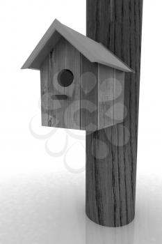 Nest box birdhouse on a white background