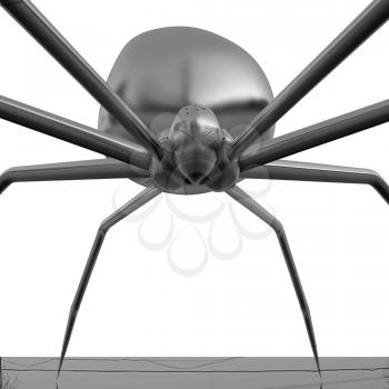 chrome spider.Close-up on a white background