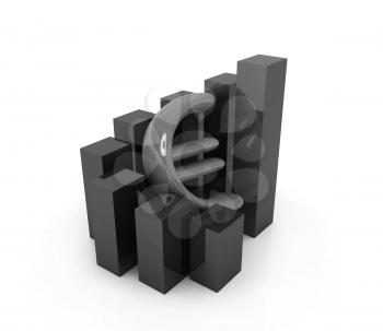 Currency euro business graph on white background