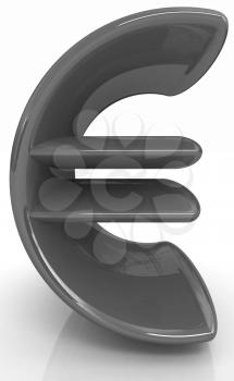 3d illustration of text 'euro' on a white background