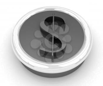 Dollar button on a white background