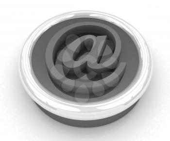 3d button email Internet push on a white background