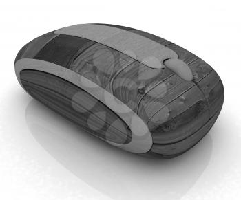 Wooden computer mouse on white background