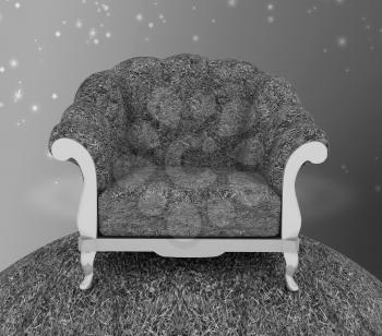 Herbal armchair against the background the starry sky