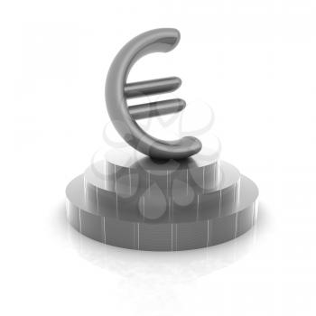Euro sign on podium. 3D icon on white background (high details and quality of the rendering)