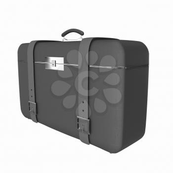 Brown traveler's suitcase on a white background