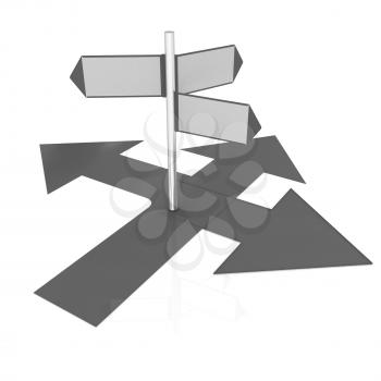3D blank road sign on a white background