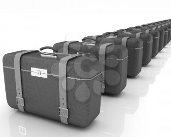 Brown traveler's suitcases on a white background