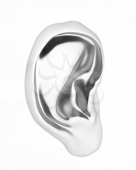Ear metal 3d render isolated on white background 
