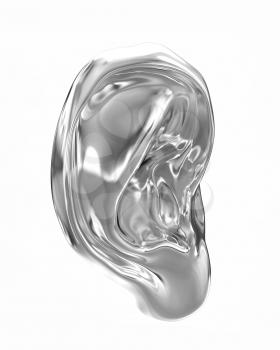 Ear metal 3d render isolated on white background 