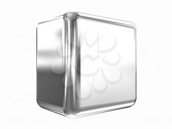 Chrome shine cube on white 