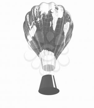Hot Air Balloons as the earth with Gondola. Colorful Illustration isolated on white Background 
