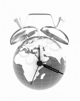 3d illustration of world alarm clock on a white background