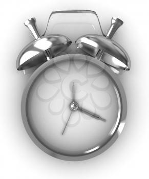 3D illustration of gold alarm clock icon on a white background