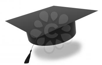 Graduation hat on a white background