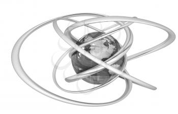 Earth and abstract shapes on a white background