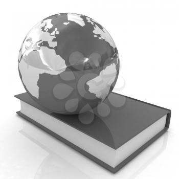 book and earth  on a white background