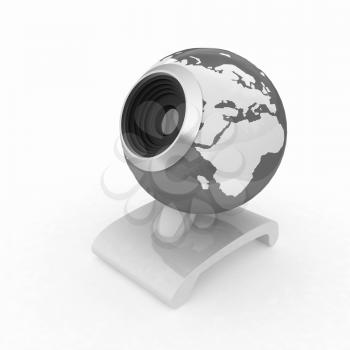 Web-cam for earth.Global on line concept on a white background