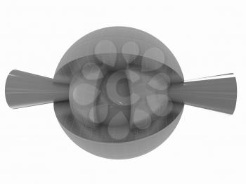3d atom isolated on white background. Abstract model