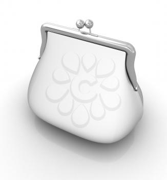 Metallic purse on a white background
