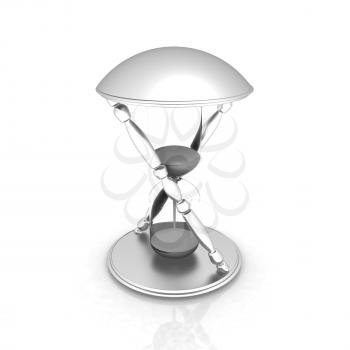 Transparent hourglass isolated on white background. Sand clock icon 3d illustration. 