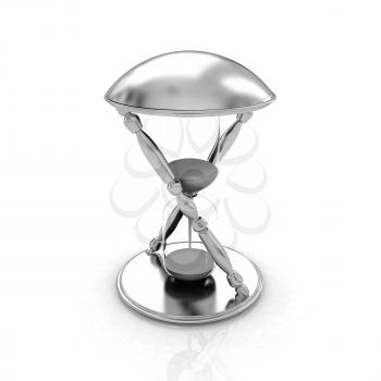Transparent hourglass isolated on white background. Sand clock icon 3d illustration. 