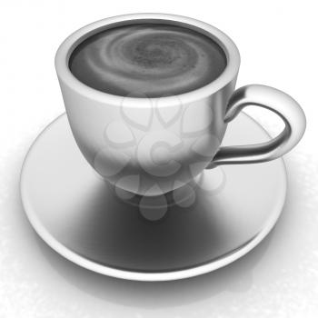 Coffee cup on saucer on a white background