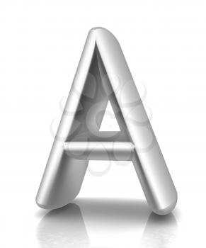 3D metall letter A isolated on white 