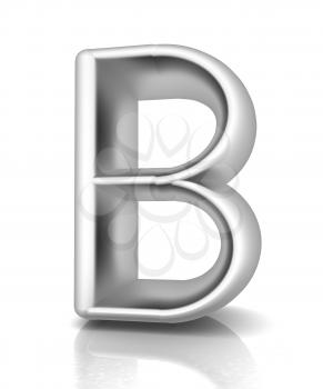 3D metall letter B isolated on white 